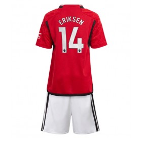 Manchester United Christian Eriksen #14 Hemmakläder Barn 2023-24 Kortärmad (+ Korta byxor)